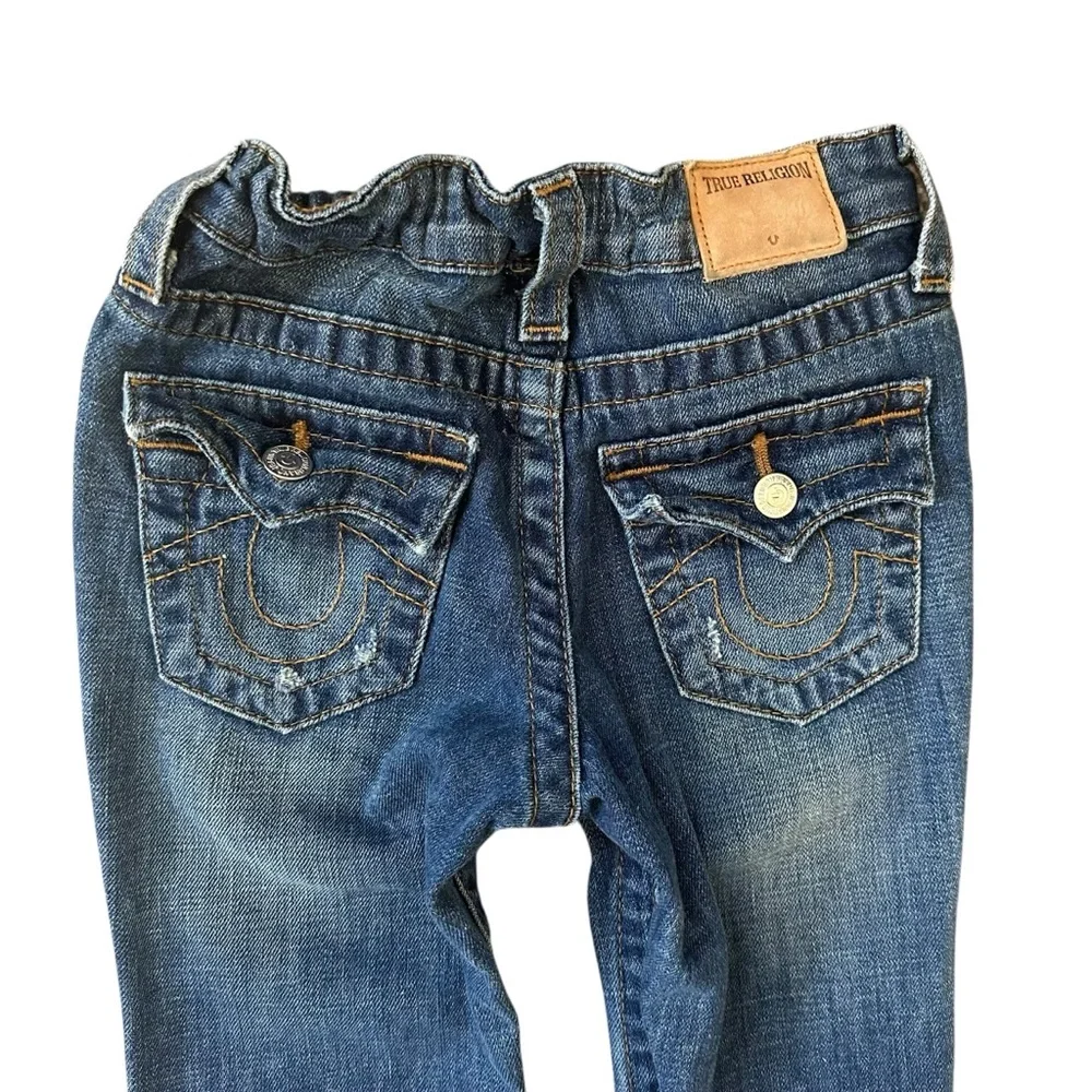 Kids True Religion Elastic Adjustable Waist Flap Pocket Distressed Size 6